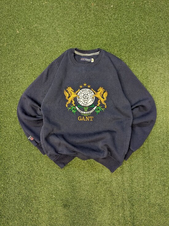 Gant Sweaters - Vintage Gant McNally Crest Embroidered Crewneck Sweatshirt Navy Womens Large